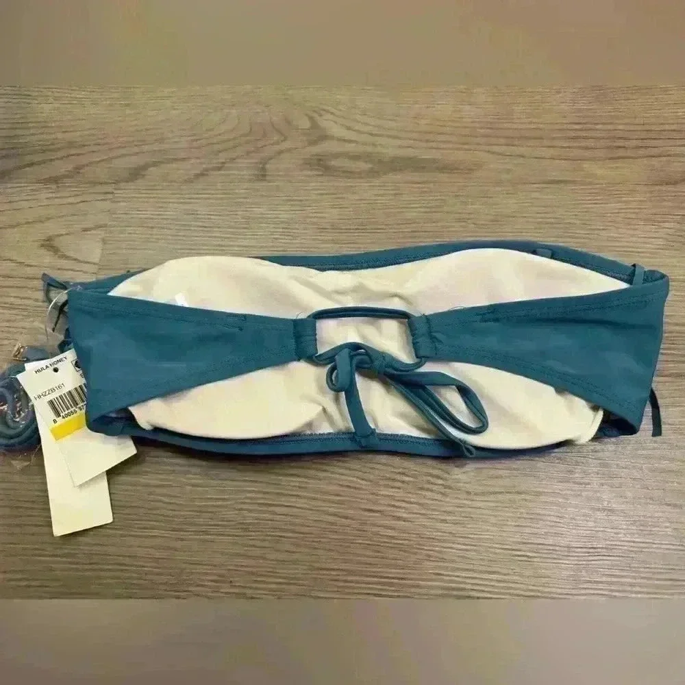 Hula‎ Honey NWT Women’s Bandeau Stretch Fringe Bathing Swimsuit Top Size M